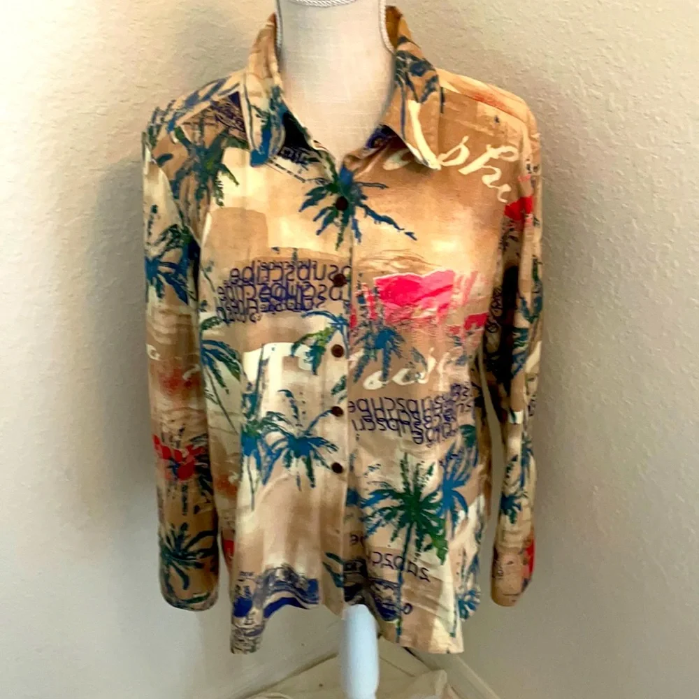 Caribbean Joe women’s long sleeve top size petite large - Picture 1 of 7